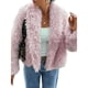 thumbnail image 2 of Abrigo de Piel Sintética para Mujer, Chaqueta de Piel con Solapa Corta, Parka de Larga con Abertura Frontal Rosa L, 2 of 7