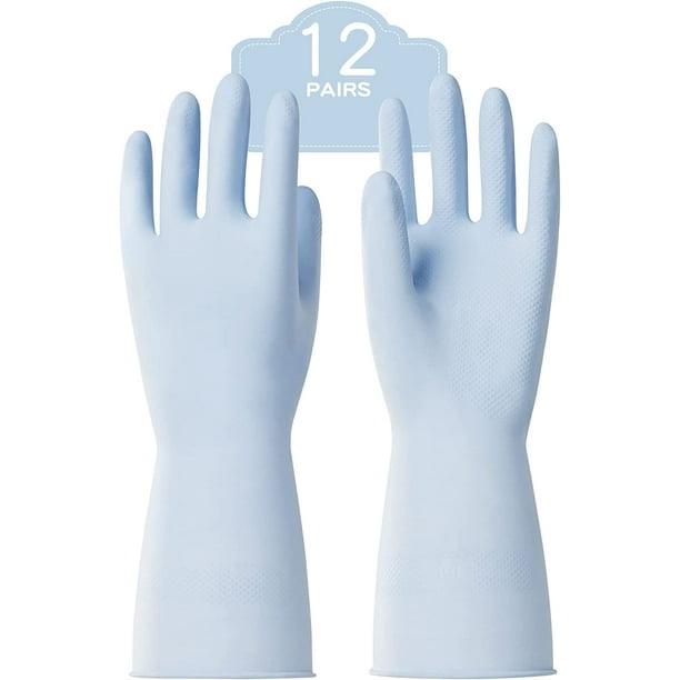 12 Pairs Dishwahsing Gloves, 12 Inches Rubber Gloves, Blue Kitchen