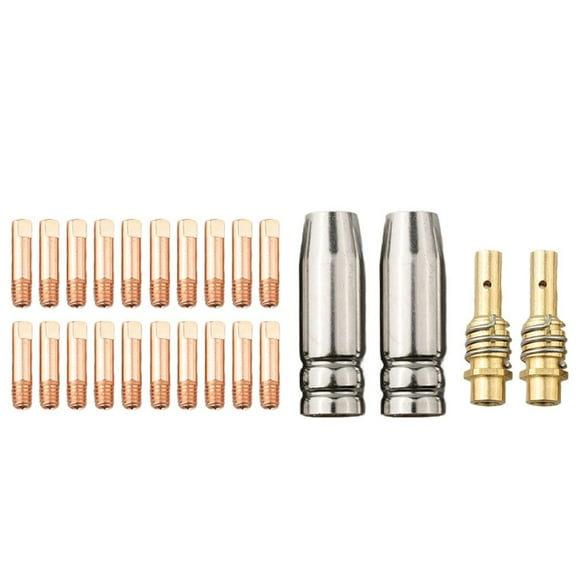 24PCS For MIG Welding Accessory Set 20 X Power Nozzles 0.6 0.8 0.9 1.0 1.2 Mm Welding Contact Tips For AK15 / For MB-15 Welding