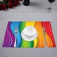 thumbnail image 2 of MKHERT Abstract Rainbow Stripes Colorful Waves Summer Design Placemats Table Mats for Dining Room Kitchen Table Decoration 12x18 inch,Set of 4, 2 of 4