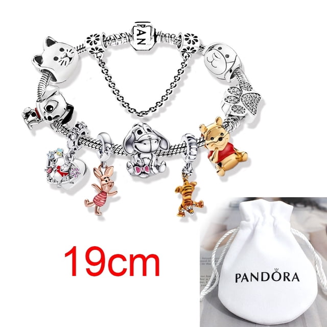 Pulsera Pandora Charms Disney Winnie the Pooh Piggy Animales Encanto De Plata 925 Cadena 19cm Gao Jiahui unisex