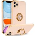 thumbnail image 1 of AmPm iPhone 11 Pro Case, iPhone 11 Pro Phone Case Ring Holder Edge Plating Rotation Kickstand Soft Silicone TPU Bumper Women Girls Shockproof Protective Case Cover for iPhone 11 Pro, Black, 1 of 8