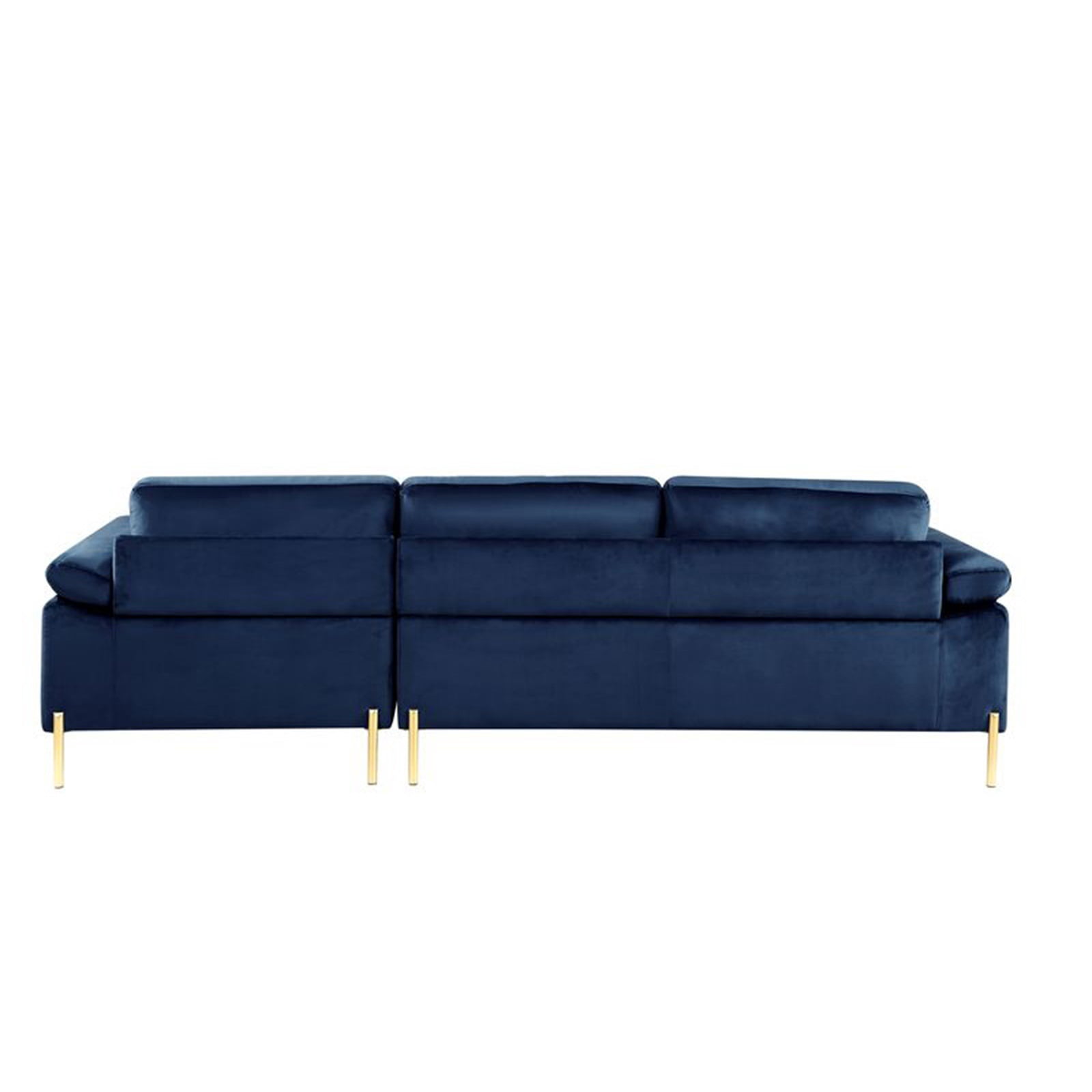 Hommoo Velvet L-Shaped Sectional Sofa with Chaise, Modern Living Room Sofa Set, Blue