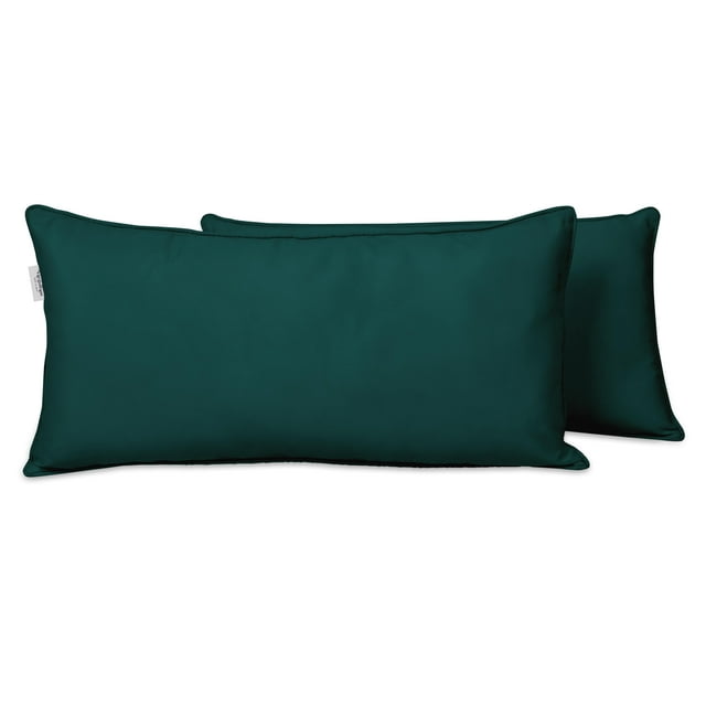 VargottamIndoor/OutdoorPolyester FabricLumbarPillowCover,All-Weather Waterproof Rectangular Cushion Case for Patio Furniture,12" x 20"Set of 2-Teal Blue