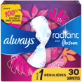 thumbnail image 2 of Always Radiant Feminine Pads for Women, Size 1 Regular, with Wings, Light Clean Scent, 2 of 17