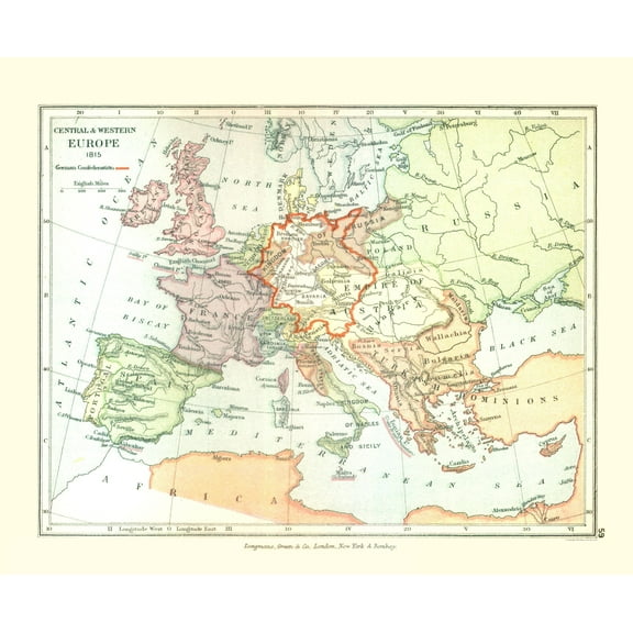 Historic Map - Europe 1815 - Gardiner 1902 - Vintage Wall Art
