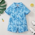 thumbnail image 4 of TAIAOJING Toddler Boys Short Sleeve Cartoon Leaves Prints T Shirt Tops Shorts Beach Child Kids Gentleman Outfits For 18-24 Months, 4 of 9