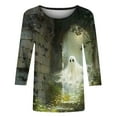 thumbnail image 6 of VKOYWKM Women Tops Halloween 3/4 Sleeve T-Shirts Halloween Graphic Casual Crew Neck Fall Tunic Top, 6 of 6