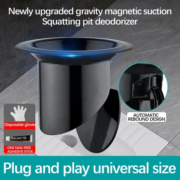 Squat Toilet Odor-Proof Plug with Deodorizing Core, Anti-Clog Hole Stopper to Prevent Smells and Lost Items, Compact Potty Cover for Public and Home Bathroom Hygiene
