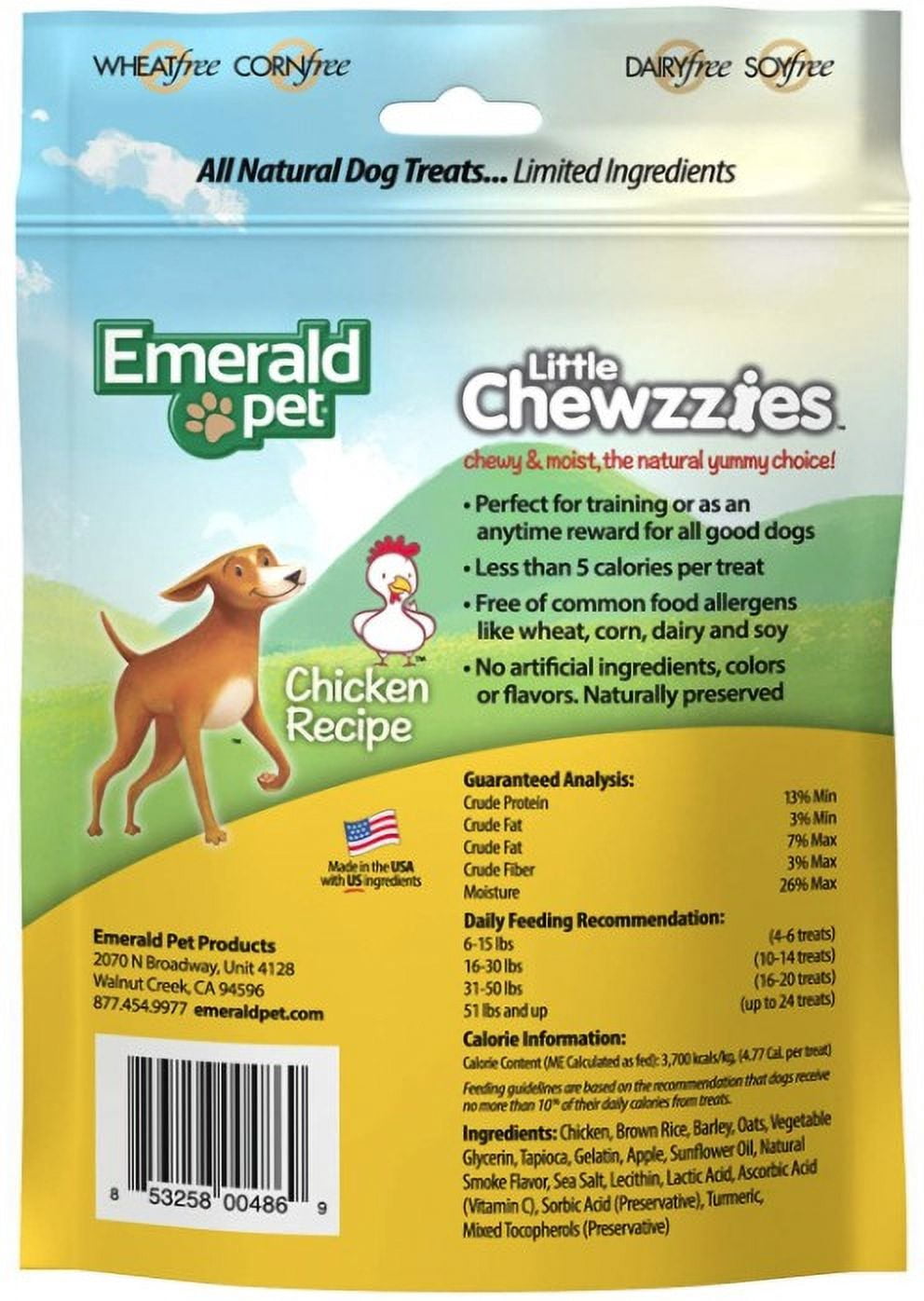 6 Pack Emerald Pet Little Chewzzies Soft Training Treats Chicken Recipe [Dog Meat and Jerky Treats, Bulk Dog Supplies, Emerald Pet] 30 oz (6 x 5 oz)