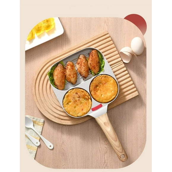 Omelette Artifact 3-in-1 Omelette pan nonstick Breakfast pan pan pan Egg Burger pan Home Steak Frying pan New Four-Hole Omelette pan (White Dual-Purpose)