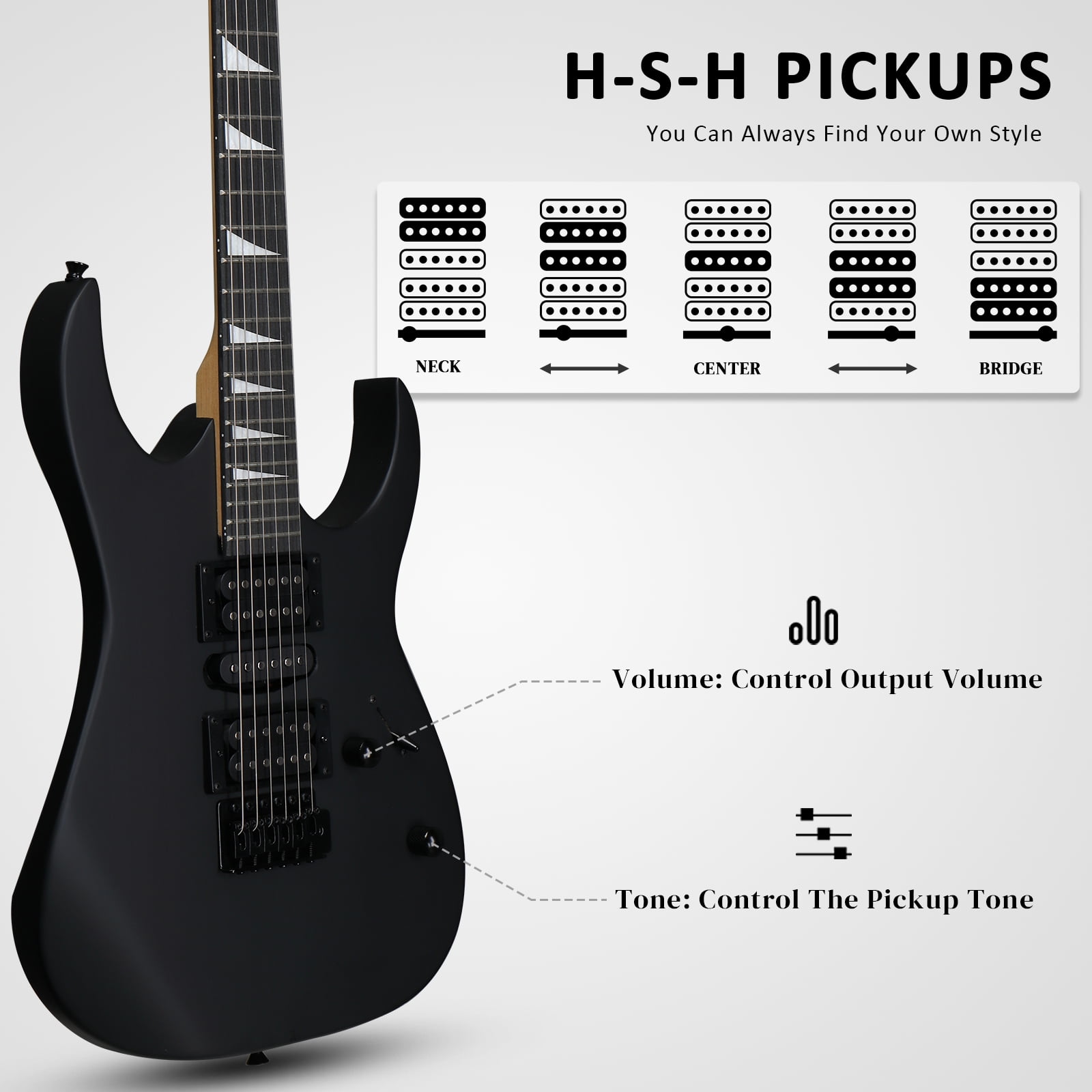 Ktaxon 39in Electric Guitar Beginner Kit with 20W Amp HSH Pickups