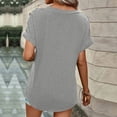 thumbnail image 7 of ClodeEU Women's V Neck Short Sleeve Button Top ,Solid Color Casual Loose Blouse Gray,Womens Plus XL, 7 of 7