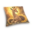 thumbnail image 3 of Wobogo Giraffe Sunflower Illustration Pillowcase Special Crystal Velvet Breathable and Comfortable Bedside Decorations Pillow 16×16in, 3 of 7