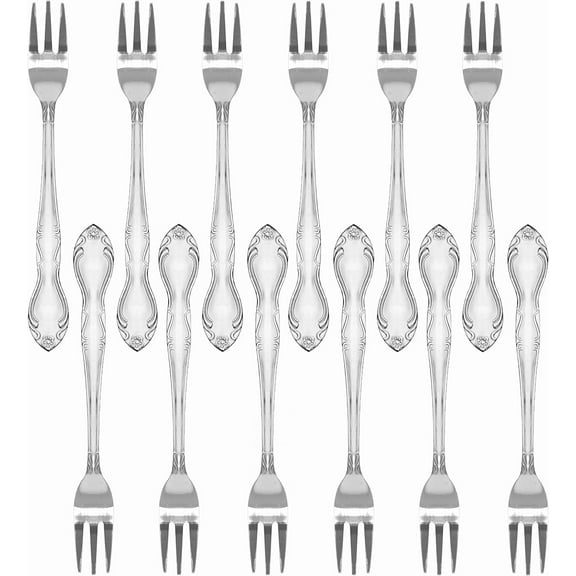 TrueCraftware- Set of 12 Stainless Steel Sunflower Oyster Fork - Dishwasher Safe Stainless Steel Flatware Cutlery Kitchen Tableware Set for Home and Restaurant