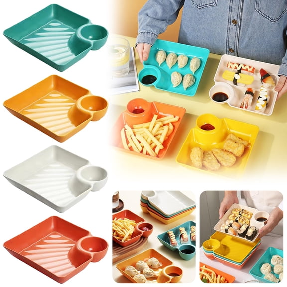 1 Pcs Chips and Salsa Serving Dish Plates, Veggie Platter Dipping Serving Trays with Sauce Rack for Buffet Family Party Appetizer Sushi Taco Salsa Charcuterie Barbecue Plate, Reusable