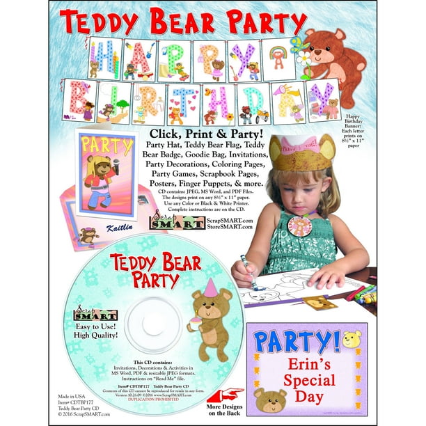 Scrapsmart Teddy Bear Party Decorations Crafts Scrapbook And Coloring Pages Cd Rom