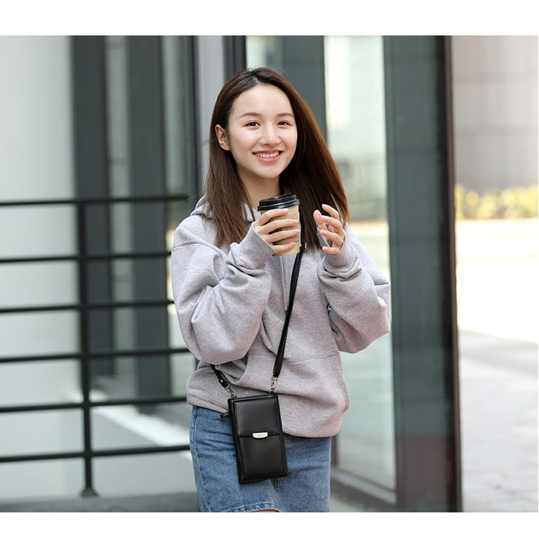 Crossbody Cell Phone Purse for Women, PU Leather Cross Body Sling Bag Small  Pouch, Adjustable Messenger Shoulder Travel Bag Wallet with Credit Card