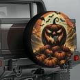 thumbnail image 2 of Lotusprinthandmade Scary Pumpkin Halloween Spare Tire Cover With Backup Camera Hole 6 Sizes (32 in.)– Tire Cover With Halloween Theme, 2 of 7