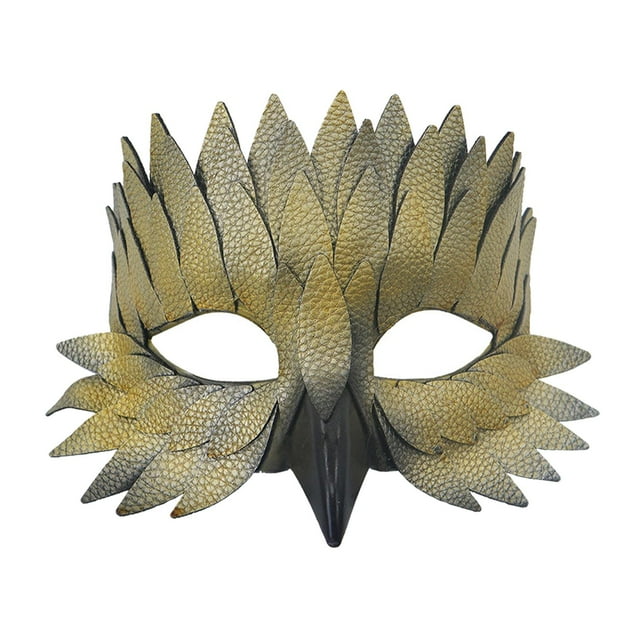 Máscara de pájaro cómoda de usar, cubrebocas, máscara de mascarada para escenario, graduación, cumpleaños oro