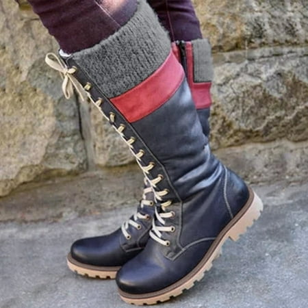 

Boots Women s Vintage Lace Up Round Toe Keep Warm Middle Cowboy Boots For Women Shoes