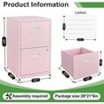 thumbnail image 2 of 2 Drawer File Cabinet with Lock，Small Filing Cabinet for Home Office, Metal Vertical File Under Desk Cabinet for A4/Letter,Assembly Required,Pink, 2 of 13