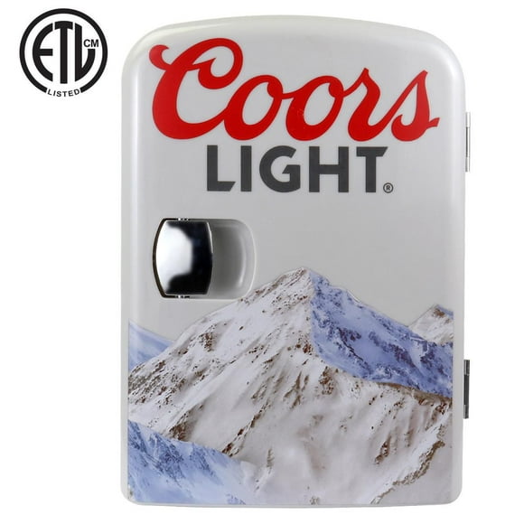 Coors Light 6 Can Mini Fridge, 4.2L, Personal Cooler for Food, Beverages & Skincare – Ideal for Home, Office, Dorm