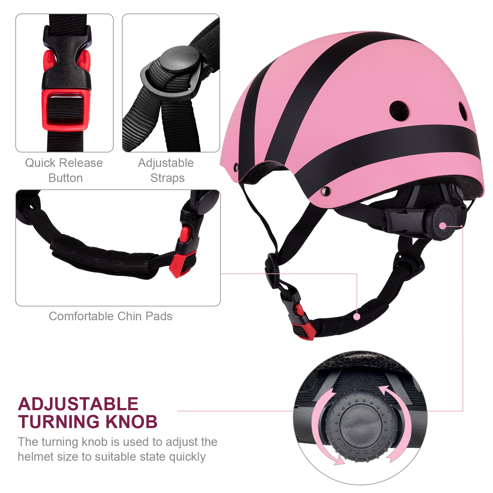 Wdmiya Kids Helmet, Toddler Bike Helmet, Baby Multi-Sport Adjustable Skateboard Helmet for Kids Boys Girls gifts Helmet for Age 2+, Pink Bee, S