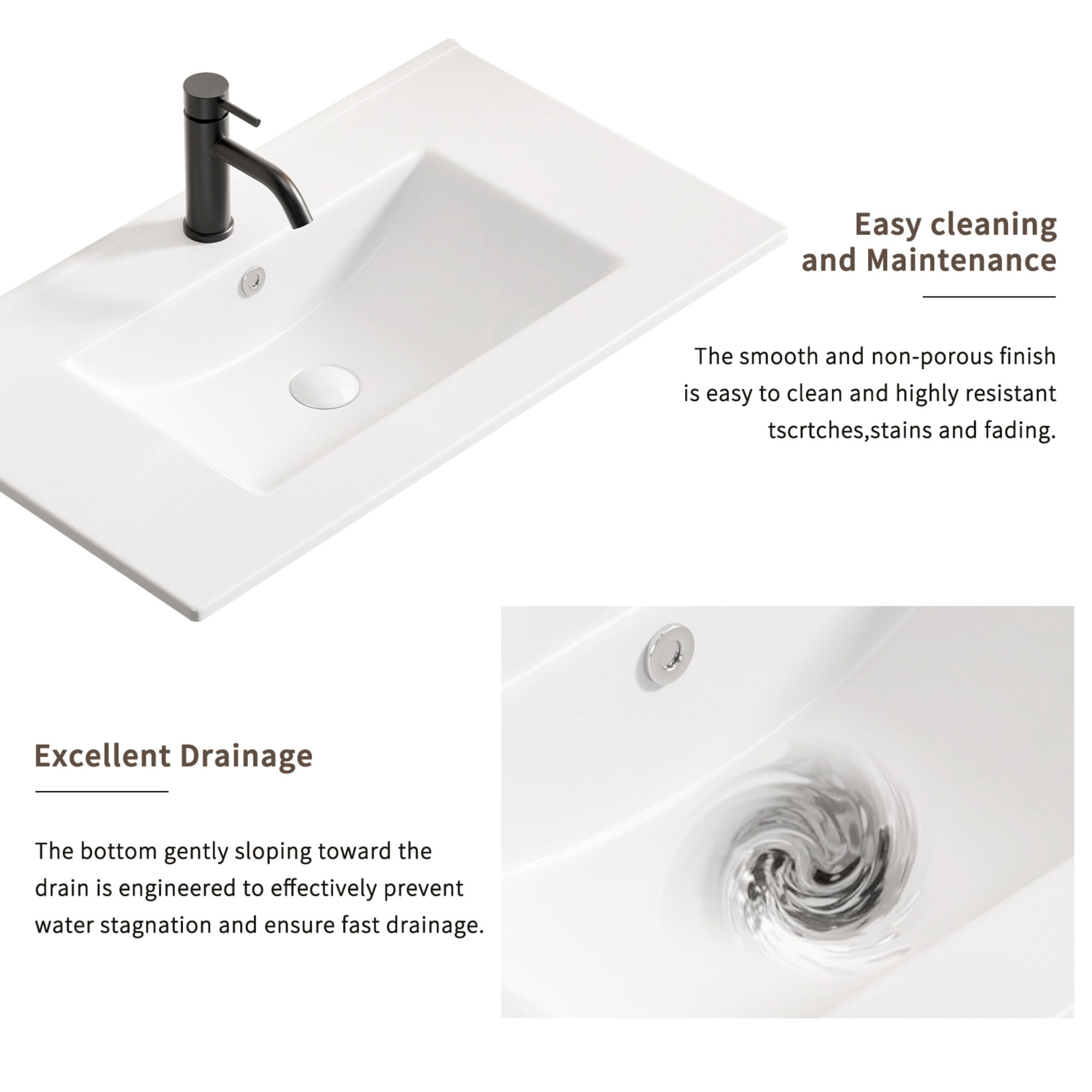 24 inch Bathroom Vessel Sink, Ceramic Bathroom Vanity Sink Top with Overflow,White
