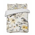 thumbnail image 2 of Yellow Grey Botanical King Size Down Alternative Comforter,Lightweight Comforter Quilt Bedding Set with Pillow Shams Spring Floral Summer Birds Vintage All Seasons Bed Comforter Duvet Insert 96"x106", 2 of 7
