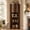 Walnut, variant on HMstone Tall Corner Storage Cabinet with Fluted Doors, 5-Tier Corner Liquor Cabinet with Sliding Door, Mid-century Bookcase Corner Hutch for Living Room, Bathroom, Kitchen, Natural