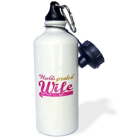 3dRose Worlds Greatest Wife - Romantic marriage or wedding anniversary gifts for her - best wife - hot pink, Sports Water Bottle,