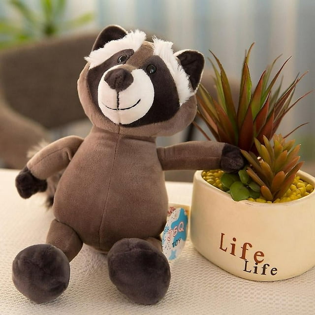 25cm peluche Animal relleno muñeca selva bosque Animal juguete suave algodón elefante mono creativo un mapache