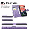 thumbnail image 3 of Cartoon Case for iPhone 13(2021), Allytech Embossed Animal PU Leather Impact Resistant TPU Back Card Slots Magnetic Closure Hand Strap Stand Cover for iPhone 13 6.1" 2021, Purple, 3 of 4
