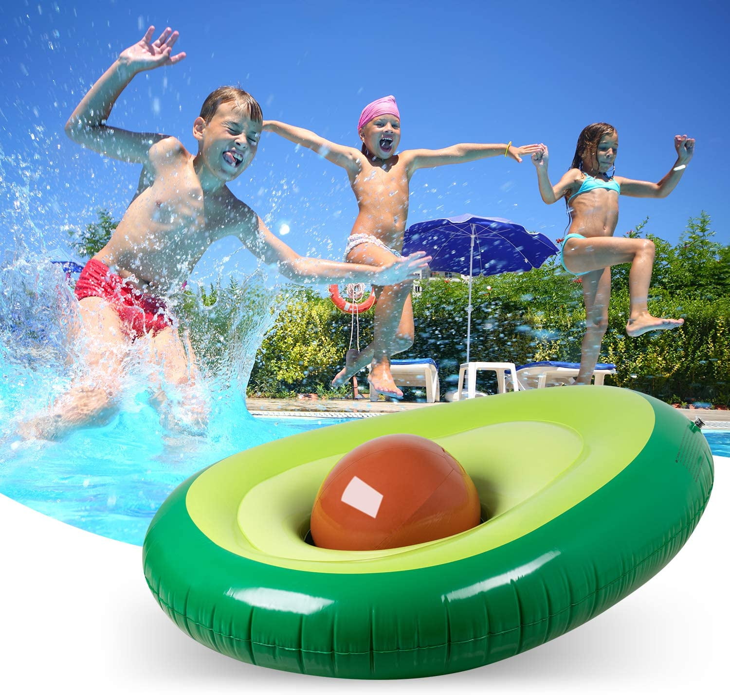 Obuby Inflatable Avocado Pool Float Floatie with Ball Fun Pool Floats Floaties S 