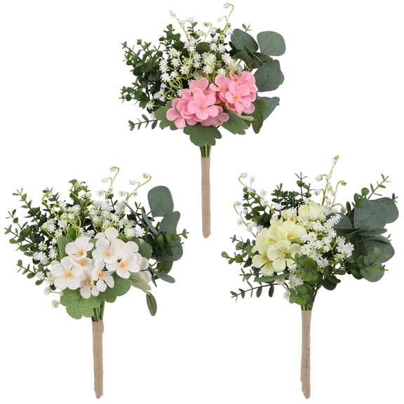 Fake Artificial Flowers Bouquet for Decoration, Silk Floral Arrangements Faux Flowers Plant Wedding Bride Bouquets Tables Centerpieces for Rustic Home Decor Indoor Vase Floral Table Decor