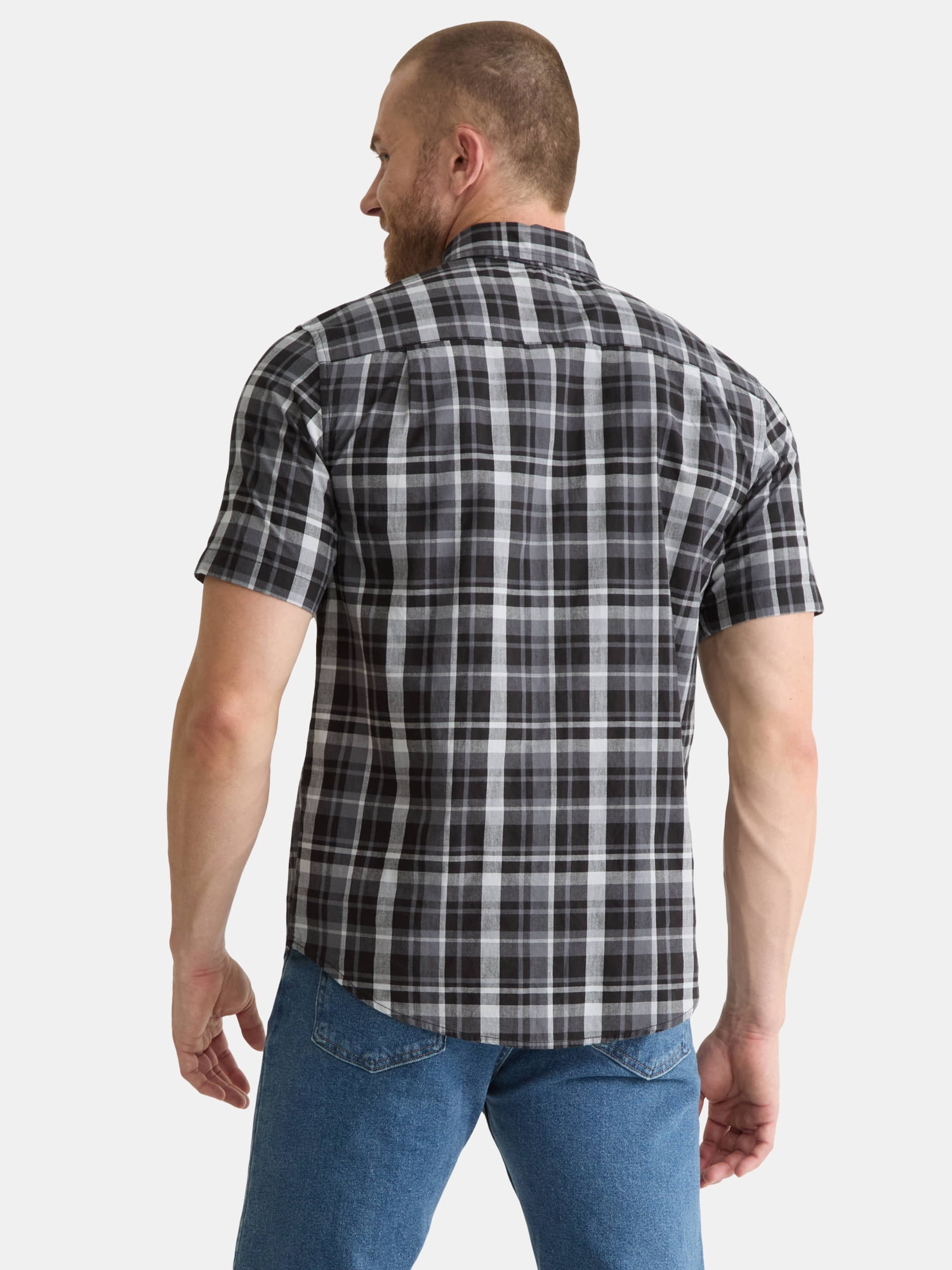 George Men's & Big Men's Classic Fit Short Sleeve Button-Up Poplin Shirt, Sizes S-3XL