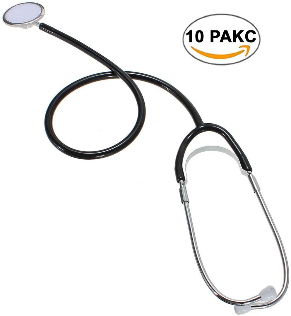 Single Head Stethoscopes. Case of 10 Black Stethoscopes for Blood