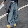 thumbnail image 4 of Ccpelsie Girls Relaxed Fit Wide Leg Jeans High Waisted Denim Pants Vintage Y2K Style Casual Spring Pants with Pockets(Blue,7-9 Years), 4 of 5