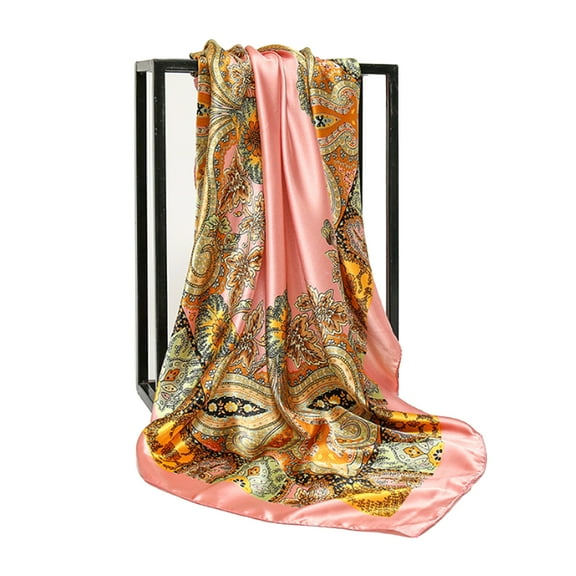 TELOLY Silk Scarf Elegant Scarf for Women Square Soft Silk Feel Satin Scarf Shawl Wraps for Women Pink