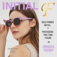 thumbnail image 2 of Leafael Personalized Initials Sunglasses for Women, Trendy Two Tone Purple Square Frame, Polarized UV400 Protection, Letter F, 2 of 6