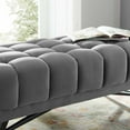 thumbnail image 7 of Accent Chair Bench, Velvet, Grey Gray, Modern Contemporary Urban Design, Living Lounge Room Hotel Lobby Hospitality, 7 of 7