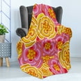 thumbnail image 4 of Floral Soft Flannel Fleece Blanket, Funky Vibrant Colored Flower Burst Little Daisies Bouquet Abstract Artwork, Cozy Plush for Indoor and Outdoor Use, 70" x 90", Yellow Pink Orange, by Ambesonne, 4 of 5