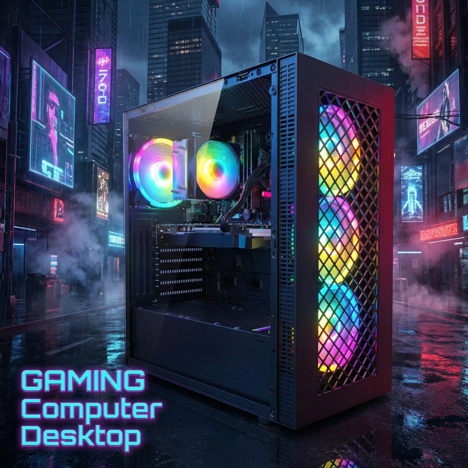 STGAubron Gaming PC Desktop, Intel Core I7, RTX 2060 6G, 16GB RAM, 512GB SSD, WiFi 6, BT 5.0, RGB Fan x 4, Windows 11