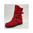 thumbnail image 3 of Woobling Ladies Riding Boot Round Toe Winter Shoes Flats Mid-Calf Boots Fashion Womens Non-slip Side Zipper Red 6.5, 3 of 3
