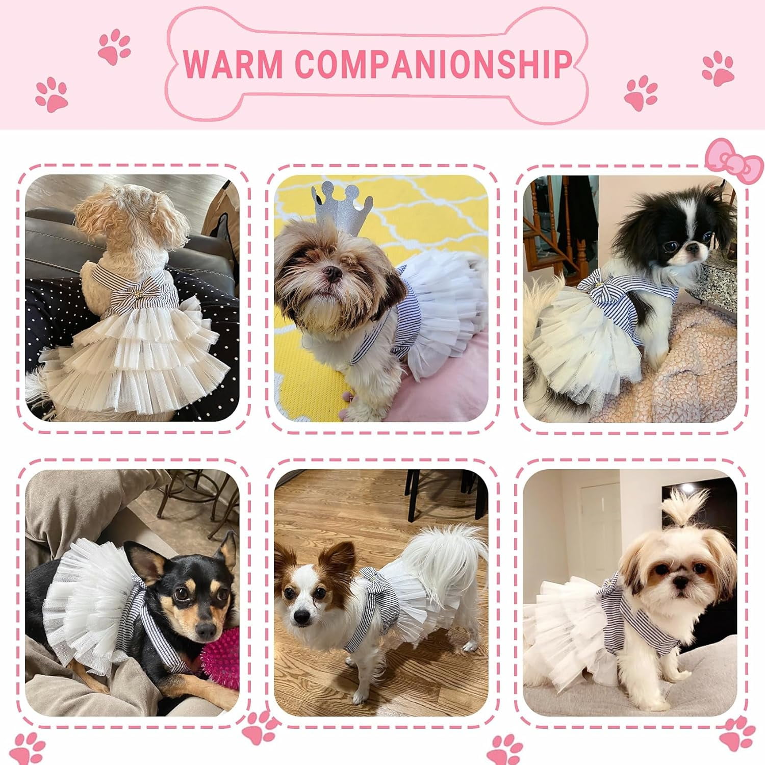 XiHAMA Dog Dresses, Fashion Pet Dog Clothes, Striped Mesh Puppy Dogs Princess Dresses