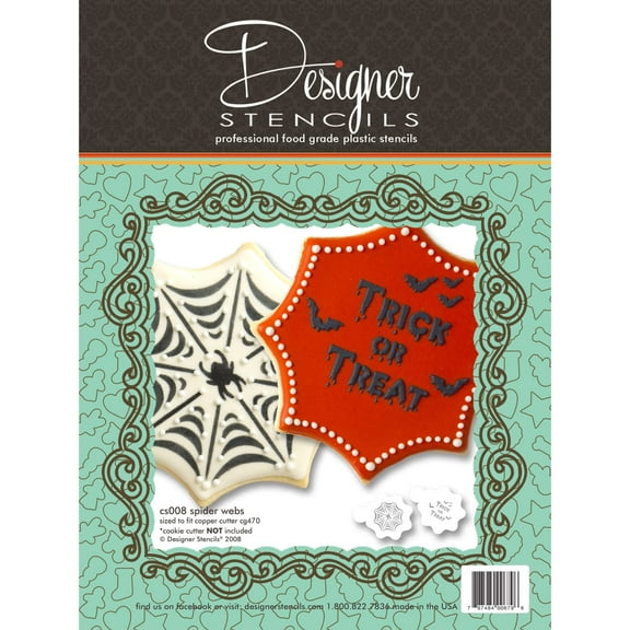 Spider Web Trick or Treat Halloween Cookie Stencils (no Cutter) by Designer Stencils