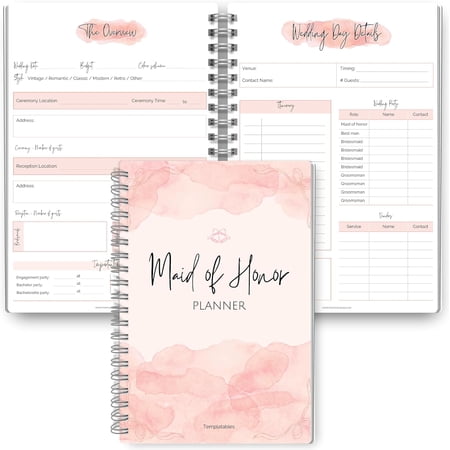 Maid of Honor Planner – Wedding Planning Organizer for Bridesmaids | Bachelorette & Bridal Shower | Matron of Honor, 120gsm Premium Paper, Soft Touch Cover | Wedding Checklists & More | A5 Pink