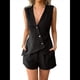thumbnail image 3 of Conjuntos de Verano de 2 Piezas para Mujer, Conjuntos Cortos de Vacaciones, Conjuntos de con Botones, Conjuntos de Chaleco y Pantalones Cortos, Negro M, 3 of 6