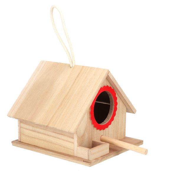 Paulownia Wooden Bird House, Hanging Bird Sturdy, Lock Stylish Attractive Bird Feeder with Strong Lanyard, for Birds Feeding Station and Resting Stop